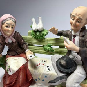 Vintage Lefton Elderly Couple Playing Cards 5756